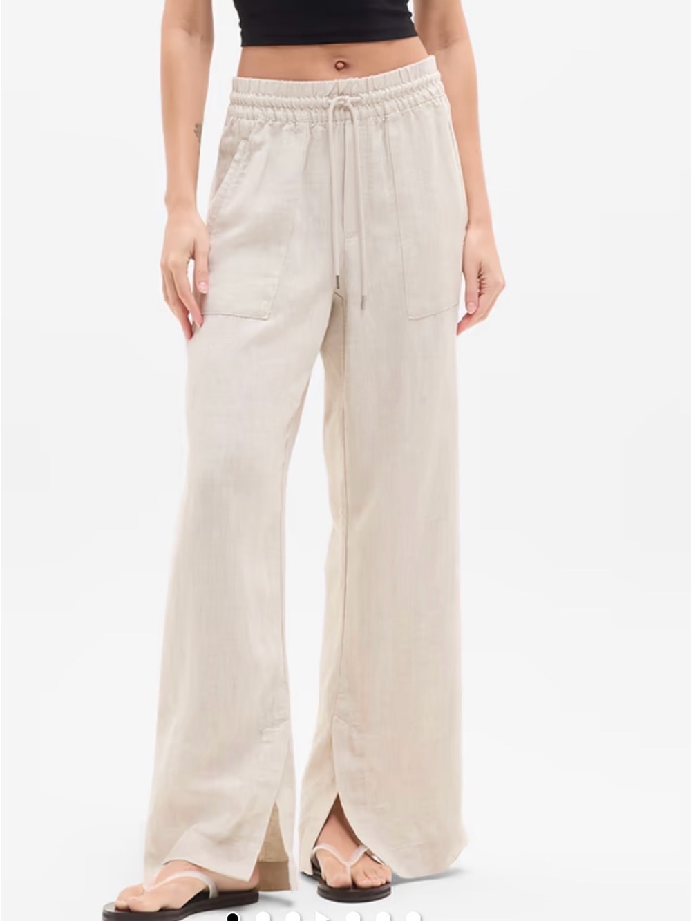 Athleta Navy Retreat Wide-Leg  Linen Pants